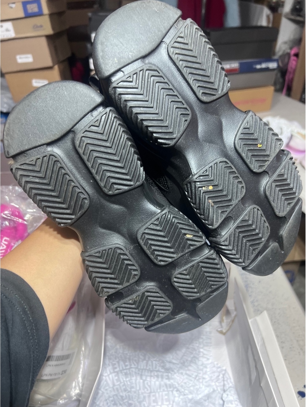Steve Madden Chunky Black Mesh and Synthetic Sneakers - Picture 3 of 7